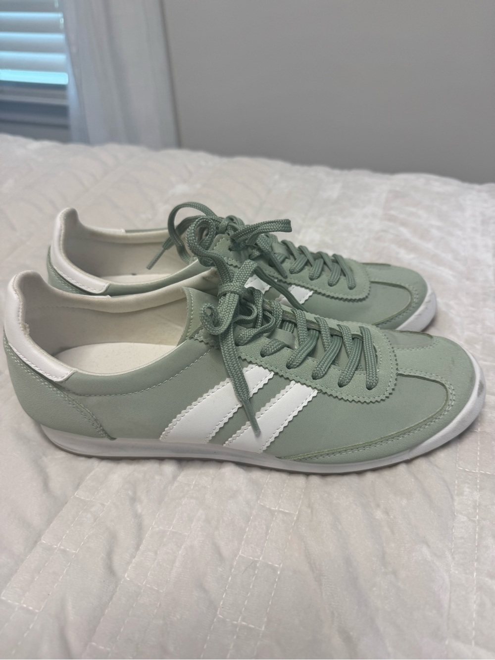 Madden Girl Mint Green Sneakers with White Stripes